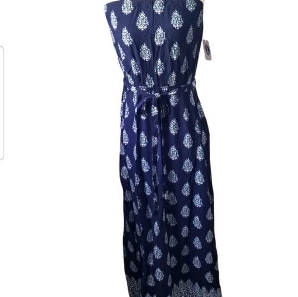 NWT Boho Maxi Dress Navy Floral Print with Side Slit Strapless Maxi Dres… - Picture 4 of 11